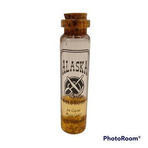 Alaskan Gold Rush Souvenir Vial Containing 24K Pure Gold Flakes